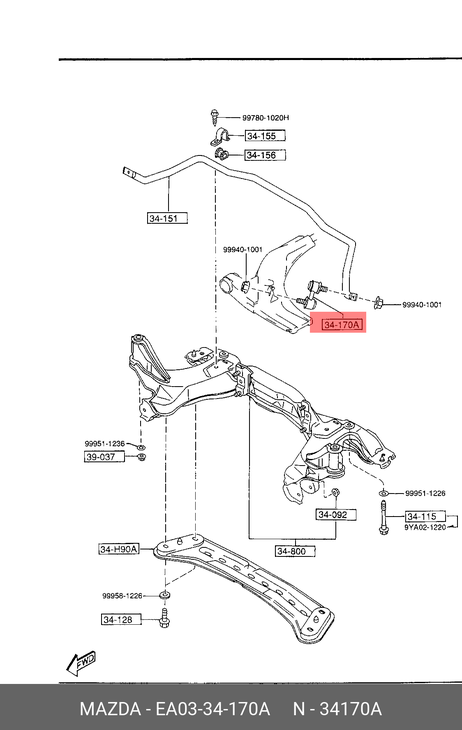 фото Mazda EA03-34-170A Стойка стабилизатора | перед прав/лев | Mazda EA03-34-170A Стойка стабилизатора | перед прав/лев |