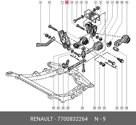 фото Renault 7700832264 Подушка двигателя | перед | Renault 7700832264 Подушка двигателя | перед |