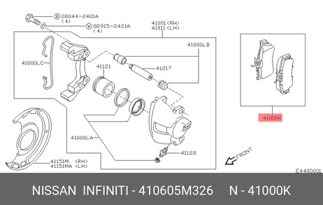 фото Nissan 41060-5M326 Колодки тормозные дисковые | перед | Nissan 41060-5M326 Колодки тормозные дисковые | перед |