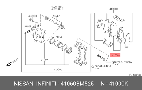 фото Nissan 41060-BM525 Колодки тормозные дисковые | перед | Nissan 41060-BM525 Колодки тормозные дисковые | перед |