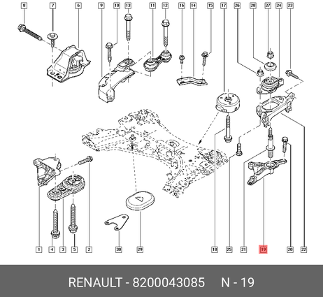 фото Renault 8200043085 Подушка коробки передач Renault 8200043085 Подушка коробки передач