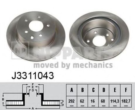 фото Nipparts J3 311 043 Диск тормозной | зад | Nipparts J3 311 043 Диск тормозной | зад |