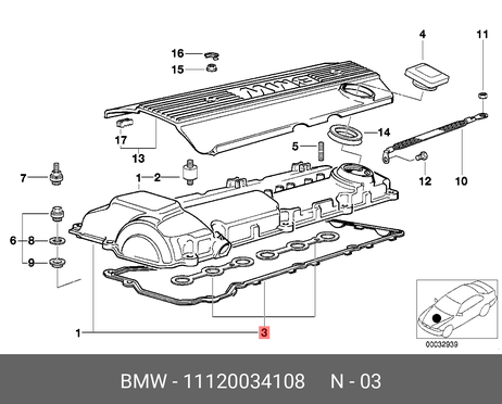 фото BMW 11 12 0 034 108 Комплект прокладок BMW 11 12 0 034 108 Комплект прокладок