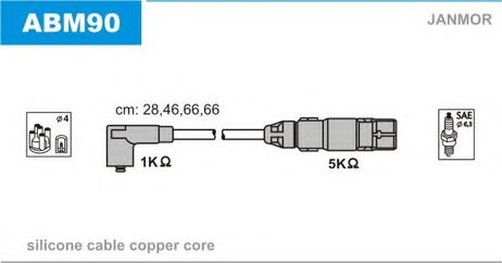 фото JanMor ABM90 Комплект высоковольтных проводов JanMor ABM90 Комплект высоковольтных проводов
