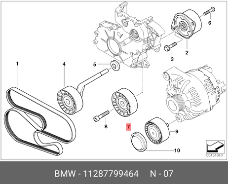 фото BMW 11 28 7 799 464 Ролик m47m57 обводно BMW 11 28 7 799 464 Ролик m47m57 обводно