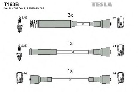 фото Tesla T163B Комплект высоковольтных проводов Tesla T163B Комплект высоковольтных проводов