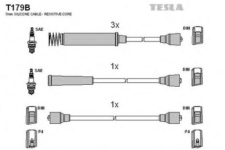 фото Tesla T179B Комплект высоковольтных проводов Tesla T179B Комплект высоковольтных проводов
