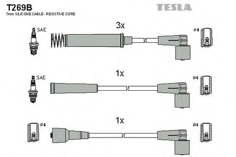 фото Tesla T269B Комплект высоковольтных проводов Tesla T269B Комплект высоковольтных проводов