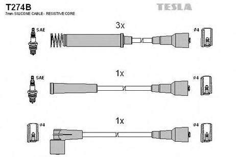 фото Tesla T274B Комплект высоковольтных проводов Tesla T274B Комплект высоковольтных проводов
