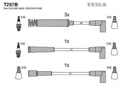 фото Tesla T287B Комплект высоковольтных проводов Tesla T287B Комплект высоковольтных проводов