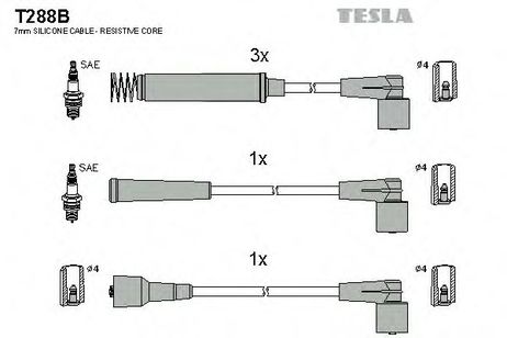 фото Tesla T288B Комплект высоковольтных проводов Tesla T288B Комплект высоковольтных проводов