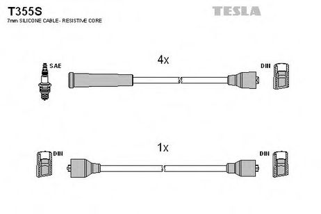 фото Tesla T355S Провода свечные 2101-07 силикон Tesla T355S Провода свечные 2101-07 силикон