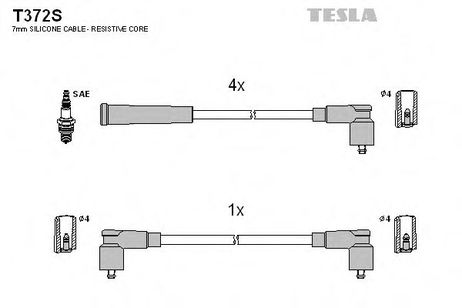 фото Tesla T372S Комплект высоковольтных проводов Tesla T372S Комплект высоковольтных проводов