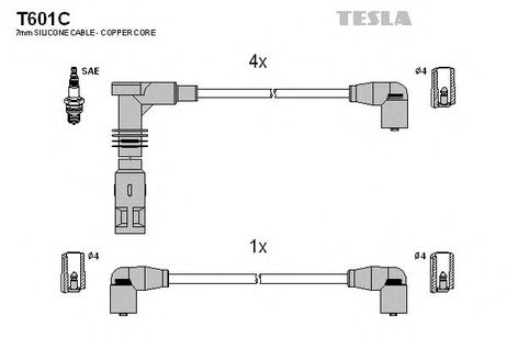 фото Tesla T601C Комплект высоковольтных проводов Tesla T601C Комплект высоковольтных проводов