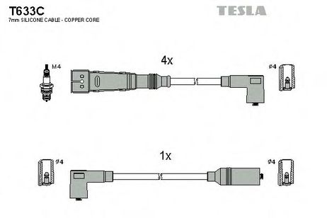 фото Tesla T633C Комплект высоковольтных проводов Tesla T633C Комплект высоковольтных проводов