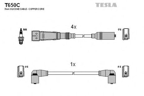 фото Tesla T650C Комплект высоковольтных проводов Tesla T650C Комплект высоковольтных проводов