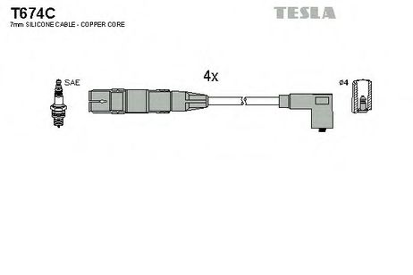 фото Tesla T674C Комплект высоковольтных проводов Tesla T674C Комплект высоковольтных проводов