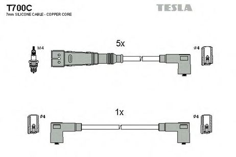 фото Tesla T700C Комплект высоковольтных проводов Tesla T700C Комплект высоковольтных проводов