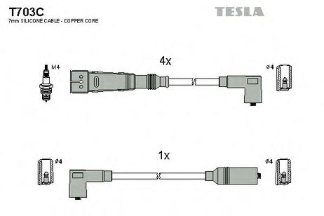 фото Tesla T703C Комплект высоковольтных проводов Tesla T703C Комплект высоковольтных проводов