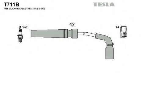 фото Tesla T711B Комплект высоковольтных проводов Tesla T711B Комплект высоковольтных проводов