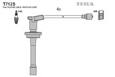фото Tesla T712S Провода свечные ГАЗ дв 405,406,409 силикон с наконечниками Tesla T712S Провода свечные ГАЗ дв 405,406,409 силикон с наконечниками