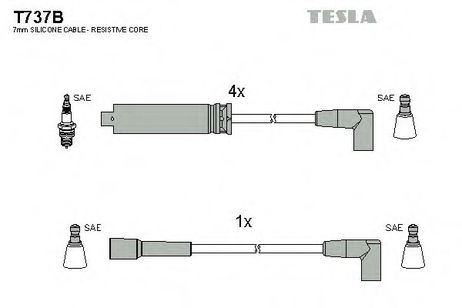 фото Tesla T737B Комплект высоковольтных проводов Tesla T737B Комплект высоковольтных проводов