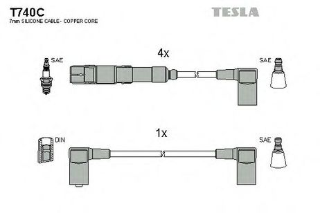 фото Tesla T740C Комплект высоковольтных проводов Tesla T740C Комплект высоковольтных проводов