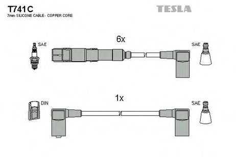 фото Tesla T741C Комплект высоковольтных проводов Tesla T741C Комплект высоковольтных проводов