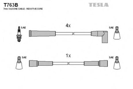 фото Tesla T763B Комплект высоковольтных проводов Tesla T763B Комплект высоковольтных проводов