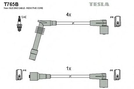 фото Tesla T765B Комплект высоковольтных проводов Tesla T765B Комплект высоковольтных проводов