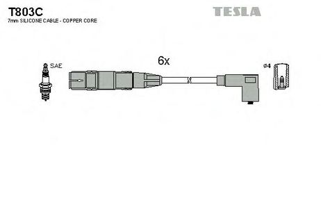 фото Tesla T803C Комплект высоковольтных проводов Tesla T803C Комплект высоковольтных проводов