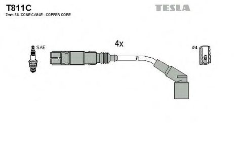 фото Tesla T811C Комплект высоковольтных проводов Tesla T811C Комплект высоковольтных проводов