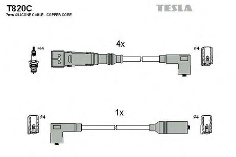 фото Tesla T820C Комплект высоковольтных проводов Tesla T820C Комплект высоковольтных проводов
