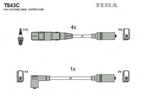 фото Tesla T843C Комплект высоковольтных проводов Tesla T843C Комплект высоковольтных проводов