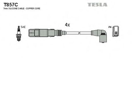 фото Tesla T857C Комплект высоковольтных проводов Tesla T857C Комплект высоковольтных проводов