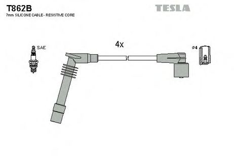 фото Tesla T862B Комплект высоковольтных проводов Tesla T862B Комплект высоковольтных проводов