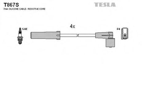 фото Tesla T867S Провода свечные 21073,21214 inj 1,7л силикон Tesla T867S Провода свечные 21073,21214 inj 1,7л силикон
