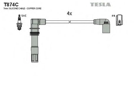 фото Tesla T874C Комплект высоковольтных проводов Tesla T874C Комплект высоковольтных проводов