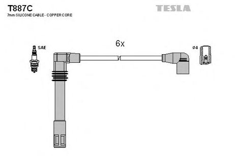 фото Tesla T887C Комплект высоковольтных проводов Tesla T887C Комплект высоковольтных проводов