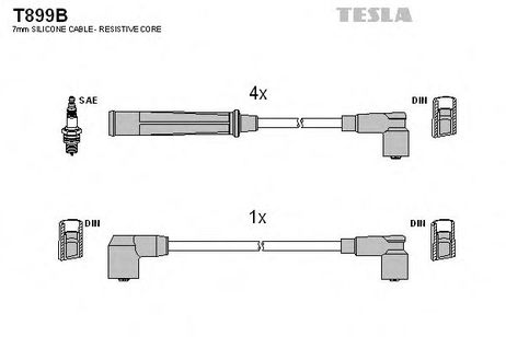 фото Tesla T899B Комплект высоковольтных проводов Tesla T899B Комплект высоковольтных проводов