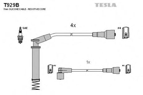 фото Tesla T929B Комплект высоковольтных проводов Tesla T929B Комплект высоковольтных проводов