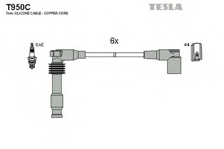 фото Tesla T950C Комплект высоковольтных проводов Tesla T950C Комплект высоковольтных проводов