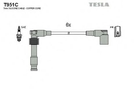 фото Tesla T951C Комплект высоковольтных проводов Tesla T951C Комплект высоковольтных проводов