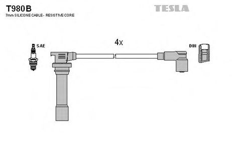 фото Tesla T980B Комплект высоковольтных проводов Tesla T980B Комплект высоковольтных проводов