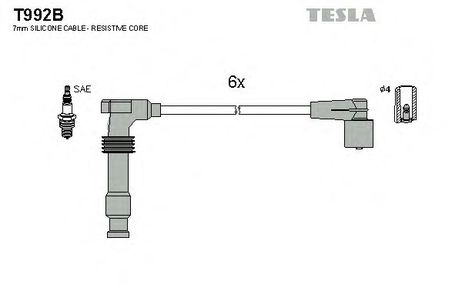 фото Tesla T992B Комплект высоковольтных проводов Tesla T992B Комплект высоковольтных проводов