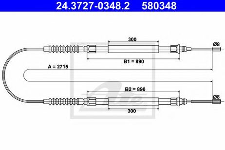 ATE 24.3727-0348.2 Трос стояночного тормоза