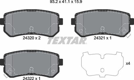 фото Textar 2432001 Колодки тормозные дисковые | зад | Textar 2432001 Колодки тормозные дисковые | зад |