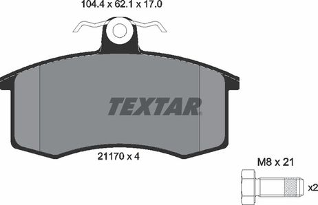 фото Textar 2117002 Колодки тормозные дисковые | перед | Textar 2117002 Колодки тормозные дисковые | перед |