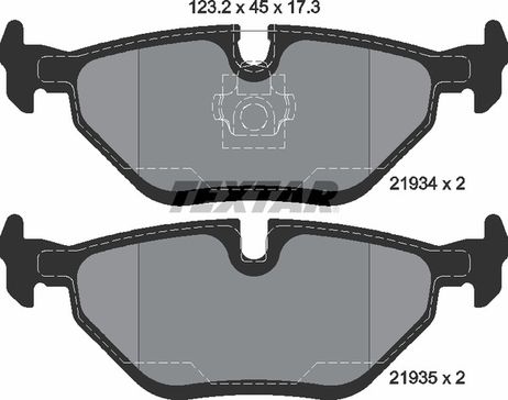 фото Textar 2193402 Колодки тормозные дисковые с противошумной пластиной Q+ | зад | Textar 2193402 Колодки тормозные дисковые с противошумной пластиной Q+ | зад |