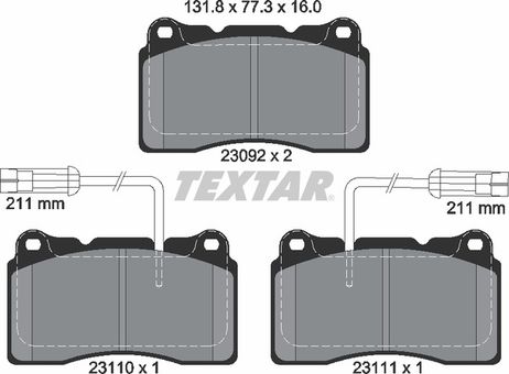 фото Textar 2309201 Колодки тормозные дисковые с противошумной пластиной Q+ | перед | Textar 2309201 Колодки тормозные дисковые с противошумной пластиной Q+ | перед |